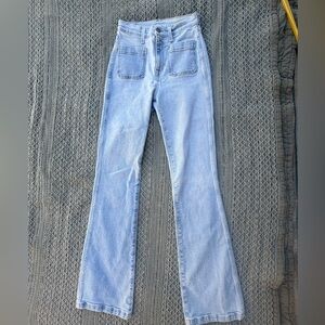 Outerknown Light Blue High-Rise Flare Jeans Sea IT Girl Trendy